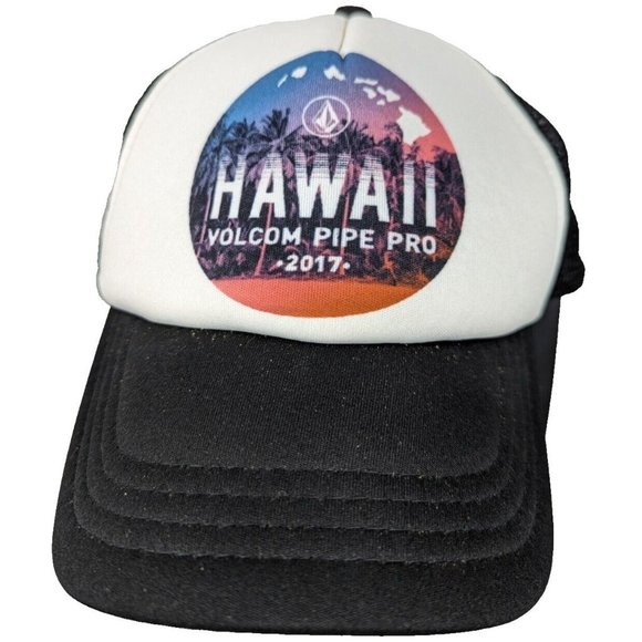 Volcom Surf Pipe‎ Black Hawaii Beach Vacation Trucker Hat Cap Snapback Adjust - Picture 1 of 6